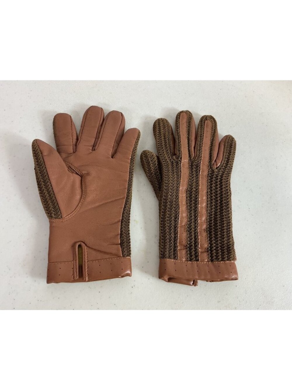 Vintage Brown Gloves Lined Faux Leather Womens Medium